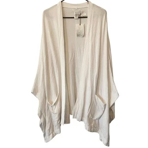 BAREFOOT DREAMS kuschelige Strickjacke vorne offen neu ohne Etikett creme Einheitsgröße Übergröße weich - Bild 1 von 5