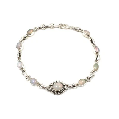 Bracciale 19,5-22,5 cm argento 925 opale gioielli da donna braccialetto... - Immagine 1 di 4