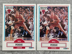 (2) 1990 Fleer WILL PERDUE Chicago Bulls "No Line" Error & Corrected Cards #29 - Picture 1 of 2