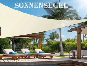 Sonnensegel WASSERDICHT Sonnenschutz Windschutz 98% UV-Schutz Dreieck Creme HDPE - Bild 1 von 1