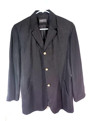 Blazer Finity Mujer Negro Lino 2 Bolsillos Forrado - Talla 6 Foto 1 de 4