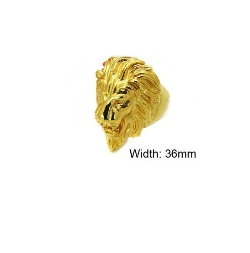 Bague lion bijou en acier 316L doré 36 mm - Photo 1/4