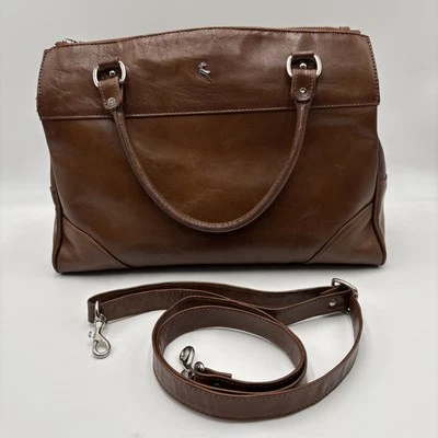 Brian Atwood Chestnut Brown Leather Satchel Handbag Crossbody Purse READ - Image 1 of 4