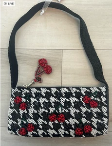 Handcrafted in India Beaded Black Cherry Bag Tik Tok Viral RARE New Release NWT - Picture 1 of 1