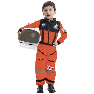 Fantasia de astronauta laranja para crianças - Terno espacial com capacete para Halloween - Imagem 1 de 4