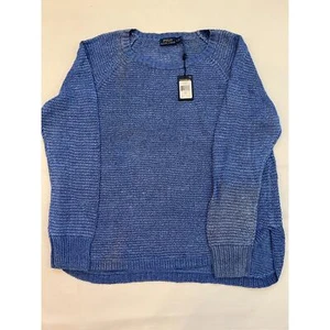 Polo Ralph Lauren Cotton Pullover Women Large Blue Knitted Crew Neck Sweater NWT - Picture 1 of 7
