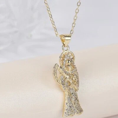 Medalla Santa Muerte Oro Santa Muerte Segador Religioso Dije Colgante Cadena Foto 1 de 2