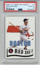2020-21 TOPPS 582 MONTGOMERY SET 2 #13 TED WILLIAMS RED SOX PSA 10 LOW POP 1