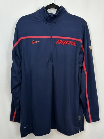 Mens Medium Nike Arizona Wildcats Dri-Fit Full 1/4 Zip Warmup Jacket Blue M Cover
