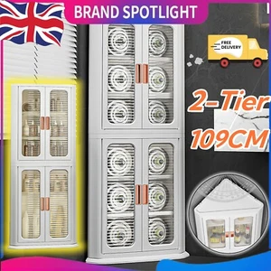 109cm Slim 2-Tier Bookcase Corner Display Cabinet Storage Shelf Cupboard Tall UK - Picture 1 of 8