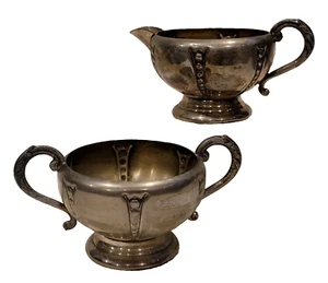 Vintage Monarch Plate Brand E.P. Copper lead MTS M109 Footed Sugar & Creamer set - Picture 1 of 17