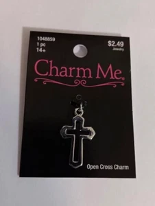 Charm Me Marke Metall Anhänger offenes Kreuz - Silber - Bild 1 von 1