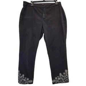 Coldwater Creek Natural Fit Woman's Pants Size 12 Embroidered Ham Floral Design - Picture 1 of 8