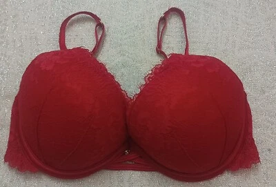 New Look Wired Thick Cup Push-Up Red Bra UK Size 32D Good Condition  - Image 1 of 4