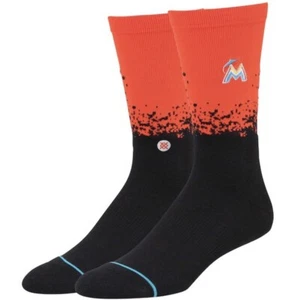 STANCE MLB Miami Marlins Stadium Fade Orange Black Crew Socks NEW Mens M 6-8.5 - Picture 1 of 4