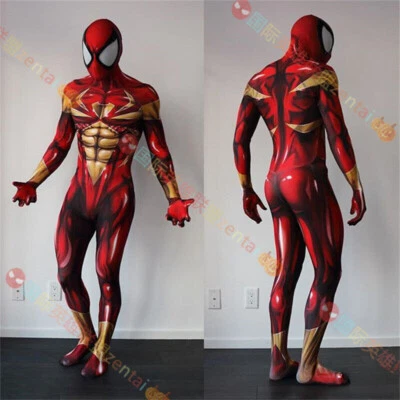 Iron Spiderman Costume Spider man Cosplay Jumpsuit Bodysuit Halloween Gifts - Image 1 of 4
