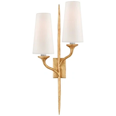 Visual Comfort JN 2077AGL-L Iberia Double Sconce Right Linen Shade, Julie Neill - Image 1 of 4