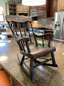 c1830 Hitchcock Childs Rocking Chair Stencil work OLD Rocker style - Picture 1 of 15