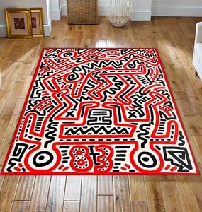 Keith Haring Rug,Doodle Rug,Dancing Man Rug,Dancing Pop Art,Fan Rug,Popular Rug - Picture 1 of 11