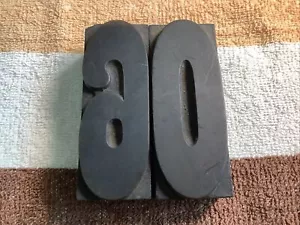 Juego de números de bloque de impresoras tipo madera tipo letra impresión vintage 60 o 90 - Imagen 1 de 2