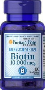 Puritan's Pride Biotin 10,000 mcg Maximum Strength Capsules Softgels Supplement - Picture 1 of 4