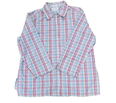 Blusa Studio Works Sin Hierro a Cuadros Abotonada Multicolor Manga 3/4 con Pequeña Foto 1 de 4