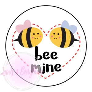 Valentines Day Stickers Bee Mine Love Label Tags Gift Sweet Cones Red Heart - Picture 1 of 1