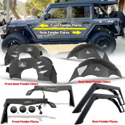 Fender Flares or Inner Fenders Liners Black Fits 2018-2024 Jeep Wrangler JL/JLU Foto 1 de 4