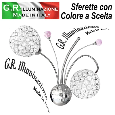 APPLIQUE MODERNA CROMATA 2 LUCI LAMPADA DA PARETE CROMO CRISTALLO BAGNO Cielo2 - Immagine 1 di 4