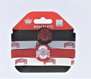 Ohio State Buckeyes Silicone Bracelets 4 Pack Thin [NEW] NCAA Jewelry Bracelet - Picture 1 of 1