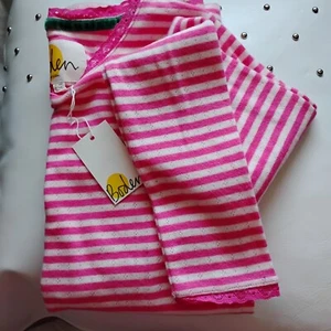 Mini Boden girls' Pointelle Lace Tee Striped Pink NWT (13-14) - Picture 1 of 5
