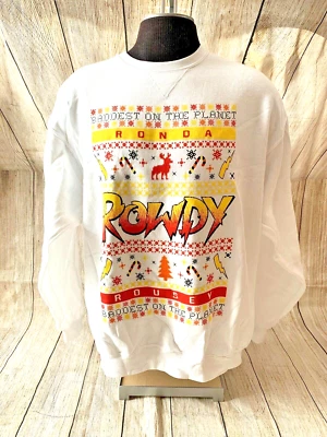 Ronda Rousey WWE Auténtica ROWDY Fea Vacaciones Navidad Sudadera GRANDE Foto 1 de 4