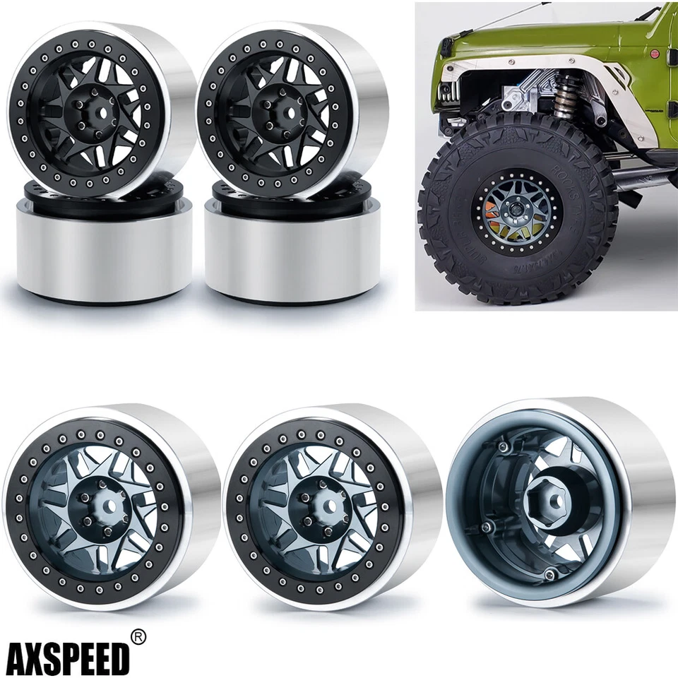2.9" Beadlock CNC Metal Wheel Rims for 1/6 Scale RC Crawler Car Axial SCX6 - Image 1 of 1