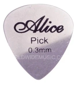 A Pack of 12 Alice Stainless Steel Guitar Picks 0.3mm - Picture 1 of 2