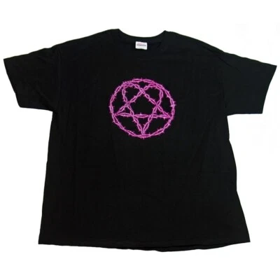 Vintage H.I.M. Men's Purple Barbed Logo 2004 Tour Black T-Shirt Size XL - Image 1 of 2