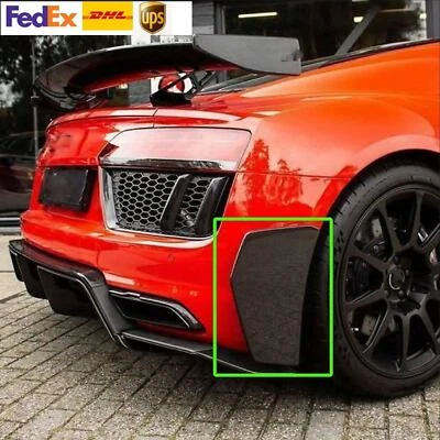 Se adapta a Audi R8 2016-2018 parachoques trasero aletas divisores ventilación canards labio carbono real Foto 1 de 4