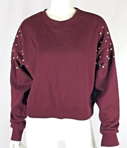 Freshman Women's Pullover Sweater Size M Burgundy Decorative Faux Pearls  - Picture 1 of 8