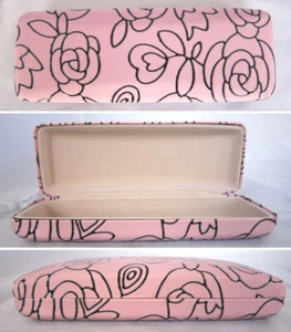 Rose Pattern Reading Glasses Case Womens Metal Hard Case Faux Leather Cover C11 - Picture 1 of 21