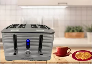 Russell hobbs Inspire 4 slice toaster Defrost Wide Slots Blue LED 24380 White - Picture 1 of 12