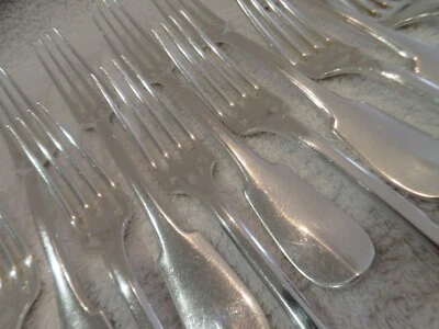 12 tenedores de cena franceses vintage chapados en plata Christofle Cluny 20,7 cm arañazos Foto 1 de 4