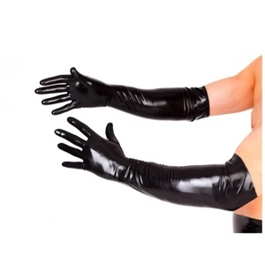 Erwachsene lange schwarze Latexhandschuhe Fetisch Faust Dominatrix Cosplay Rollenspiel Meister - Bild 1 von 5