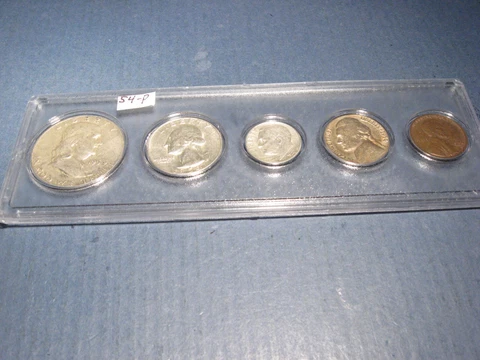 1954 PHILADELPHIA Mint 90% Silver Birth year MATCHED 5 coin set ~ circulated Cover