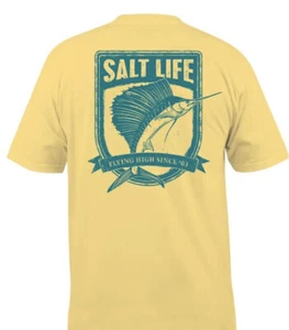 "CAMISETA GRANDE DE BOLSILLO S/S SALT LIFE Banana Amarillo "VOLADOR ALTO" PARA HOMBRE - Imagen 1 de 1