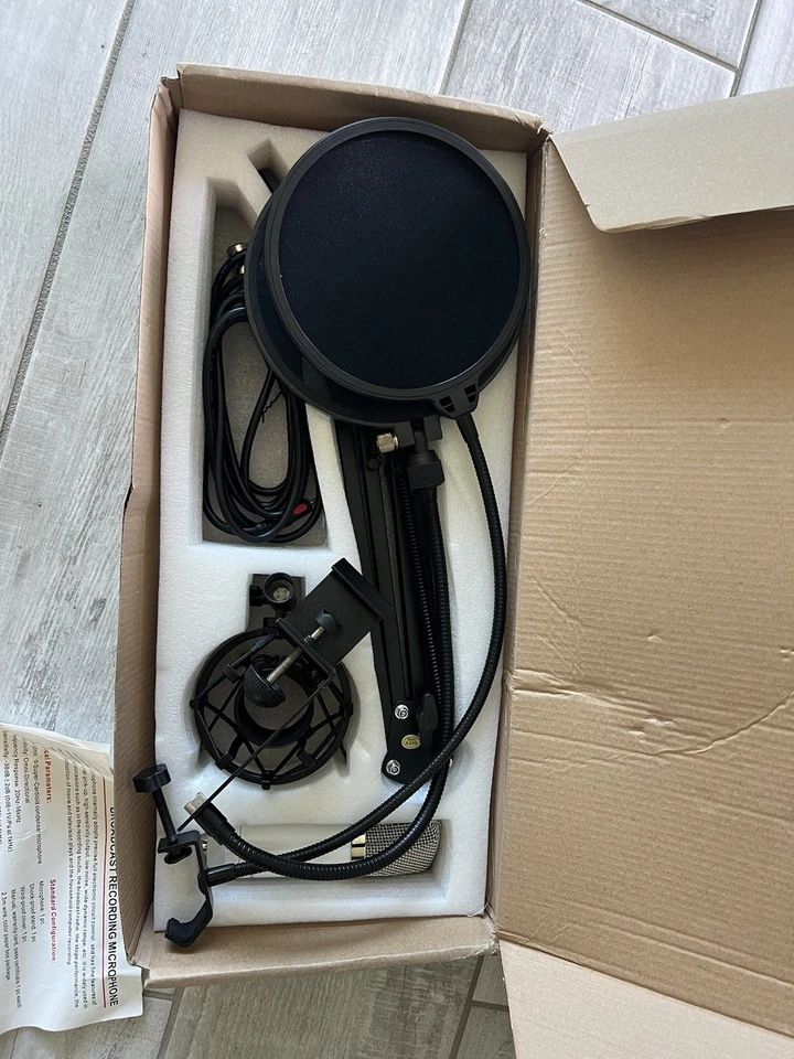 Condenser Microphone Kit Studio Recording Pro Filter Boom Arm Stand Shock Mount - Image 1 of 4