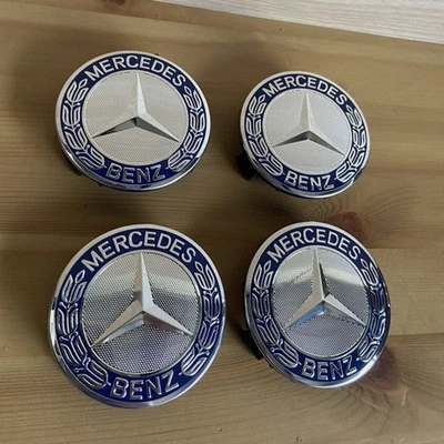 4PCS For Mercedes Benz Wheel Center Caps Emblem Blue Rim Hub Cover Badge Logo - Изображение 1 из 4