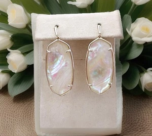 Kendra Scott  Faceted Elle Drop Earrings, Ivory Mother of Pearl, Goldtone, NWT - Picture 1 of 19