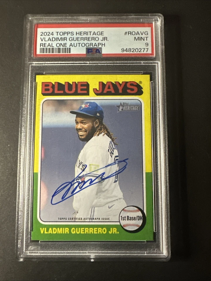 2024 Topps Heritage VLADIMIR GUERRERO JR Real One Auto #ROAVG PSA 9 Blue Jays - Image 1 of 3
