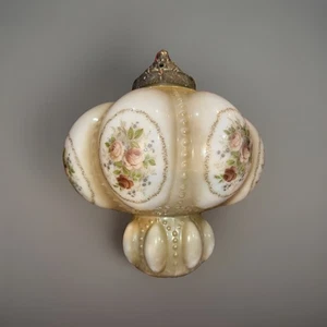 VINTAGE FALKENSTEIN OPALESCENT IRIDESCENT FLORAL BUBBLE HANGING SWAG LAMP LIGHT - Picture 1 of 6