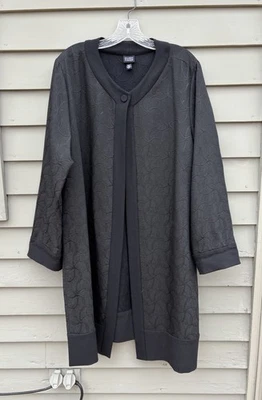 Chaqueta Eileen Fisher abierta elegante negra de algodón de nailon con textura Tencel talla L Foto 1 de 4