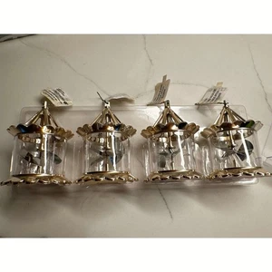 Juego de 4 adornos dorados de colección Department 56 Pinwheel Spinner Twinkler Birdcage - Imagen 1 de 7